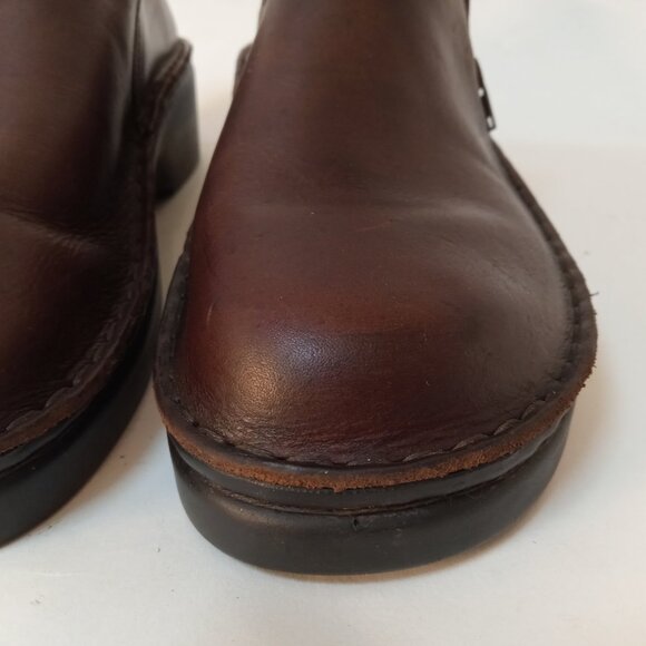 NAOT Brown Leather Zip Ankle Fashion Boots Bootie Shoe Clogs Size 42 EUR 9 US - Picture 5 of 14